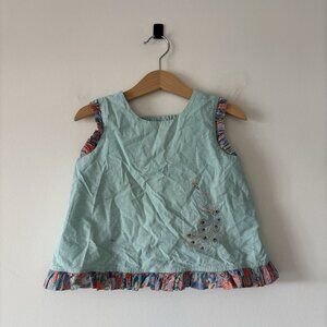 Dondolo Girls Peacock Blouse Sleeveless Top Size 3 Classic Heirloom Preppy Boho